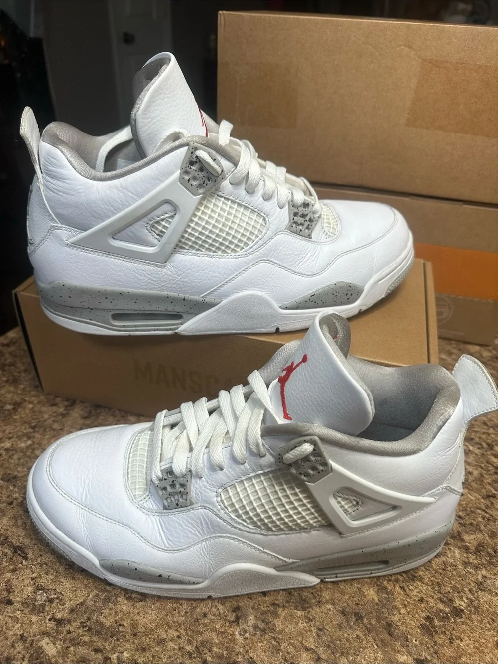 Jordan 4 Retro Mens White Oreo Shoes 10